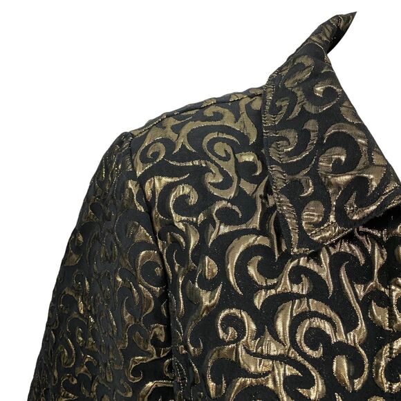 Chicos Blazer Womens Size 2 US 12 Gold Foil Party Holiday Work Office Jacket - Picture 13 of 16